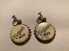 Vintage Highlander Beer Cork Cap Screw-back Earrings picture
