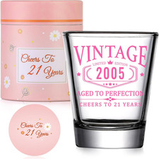 21St Birthday Gifts for Her - Shot Glass - Vintage 2005 Cheers to 21 Years picture