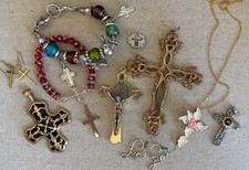 Vintage To Now Religious Christian Jewelry Lot Mixed Cross Earrings Pendant picture