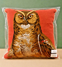 Vintage Great Horned Owl Pillow Colonial Williamsburg Style NEW in Plastic Tags picture