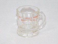 Vtg Advertising Bill Connell's Tavern Monmouth ILL Mini Beer Mug Shot Glass picture