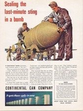 Continental Can Company 1943 WWII Print Ad Bomb Fuse Safety War Bonds picture