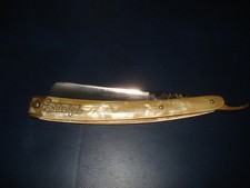 Vintage Double Dubl Duck Golden Edge Pearlduck  Goldedge Straight Razor picture