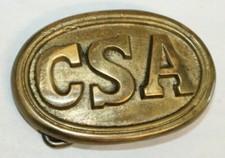 Antique Style Military Civil War Confederate CSA Belt Buckle Oval SOLID Brass picture