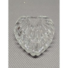 VTG Clear Pressed Glass Heart Trinket Box Ribbed Sunburst Jewelry Trinket Dish picture