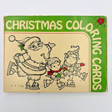 Current Vintage 70s Christmas Coloring Cards 4 Designs 1979 NIB NOS picture
