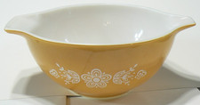 Pyrex Mixing Nesting Bowl 442 Cinderella Butterfly Gold 1.5 QT  VINTAGE picture