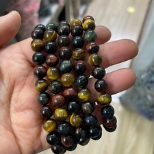 5pc 8mm Natural tiger-eye Bead Bracelet Reiki Crystal Quartz Healing Decorate picture