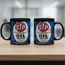 Vintage STP Oil Mug Blue Cracked Formula Parody Mechanic Gift picture