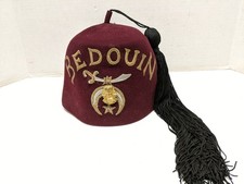 Bedouin Shriners Masonic Fraturnity Bejeweled Fez Hat Rhinestones Size 7 1/4 picture