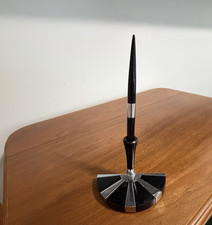 Vintage Parker Desk Pen Stand Black Chrome Office Writing Art Deco MCM Decor picture