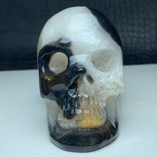 546g Natural Crystal Specimen. Geode agate. Hand-carved. Exquisite Skull.GIFT.VW picture