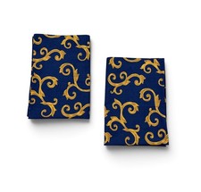 Vintage Rare 90s Celestial Blue Gold Swirl Pillowcase Pair 30”x 21” Whimsigoth picture