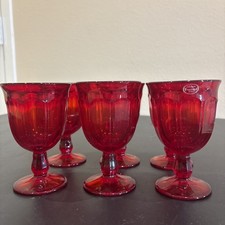 Vintage Noritake Provincial Ruby Red Stemmed Water Goblet Japan 1970s Set of 7 picture