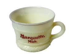 MARQUETTE , MICHIGAN MI Uranium Custard Souvenir Antique Glass COFFEE MUG CUP picture