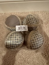 MacKenzie-Childs Crystal Palace Sterling Suede Ball Ornaments set of 4 New picture