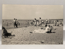 Vtg 1940's Caseville Michigan Bathing Beach County Park RPPC Real Photo Postcard picture