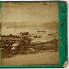 Queenstown Harbour and Monkstown Ferry - Historical Architecture Stereoview Card picture