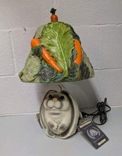 VTG Whimsical Bunny Rabbit Table Lamp Cabbage Leaf & Carrots Shade Chubby Zoo picture
