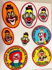 Vintage Lot of 8 Circus/Clown unused Patches - Nice Collection Lot picture