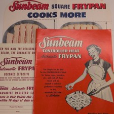 c1950s Sunbeam Square Frypan Controlled Heat Guide Recipe Advertising Paper E11 picture