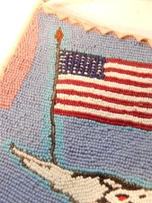 ANTIQUE / VINTAGE COEUR D'ALENE INDIAN BEADED PATRIOTIC PICTORIAL USA POUCH - picture