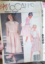 Vtg 1984 McCalls 9122 GIRLS  Big Pocket Button Bib Suspenders/Jmpr Cut Sz 14 picture