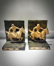 Pair Of 1930s Art Deco Polo Player Gilt Bookends