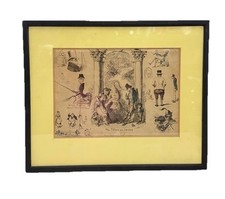 Antique Etching By George Cruikshank 14x11.5 inches Print Circa 1833 Framed picture