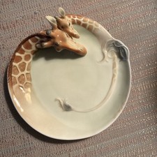 Vintage FRANZ Porcelain Giraffe Mother & Baby Plate FZ00540  picture