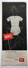 1953 Hanes Underwear T-Shirt Vintage Print Ad Hanespun Cotton Yarn picture