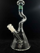 American Glass Blowing - Clear Beaker “Zong” Blue Green Cyan 14mm picture
