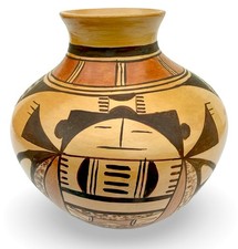 Vintage VERNIDA POLACCA NAMPEYO Hopi Sikyatki Revival Kachina Face Pottery Jar picture