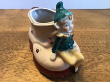 vtg JAPAN PIXIE ELF ON SHOE W/roses AS IS 4” X 3.5” Planter picture