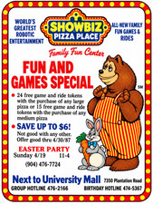 Vintage Showbiz Pizza Amusement Park Ad Magnet – Pensacola, Florida. picture