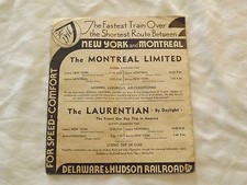 VINTAGE 1939 D & H DELAWARE & HUDSON RAILROAD NY   TRAIN TIMETABLE BROCHURE  picture