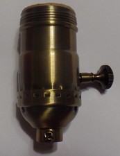 3-way Uno Thread Antique Brass Early Electric Industrial Style Lamp Socket 270A picture