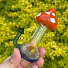 Mushroom Glass Pipe Smoking Hand Spoon Pipe Tobacco Glass Smoke Bowl Gift picture