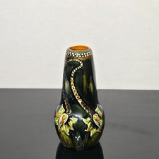 Antique Art Nouveau Majolica Vase Barbotine Floral Green European c1900 No. 07 picture