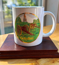Vintage Gettysburg Pennsylvania Souvenir Coffee Mug Gold Rim Cannon Civil War picture