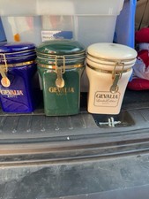 Gevalia Kaffe Coffee Storage Ceramic Canister Airtight Seal White Gold 7