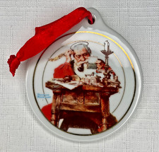 Vintage JC Penney 1996 Norman Rockwell Santa Reading Letters Porcelain Ornament picture