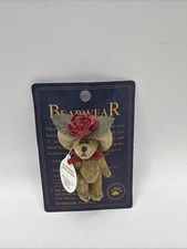Boyds Collection Bearwear Miniature Teddy Bear Pin Hat Red Rose Vintage Plush picture