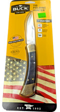 NEW In Box Buck 110 Folding Hunter Knife Genuine Ebony Handle 420HC USA Sheath picture