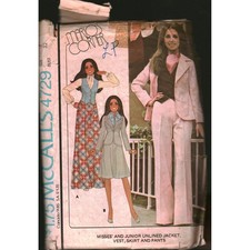 Vintage McCalls 4729 Sewing Pattern Misses Jacket Vest Skirt Pants 9 Marlos picture