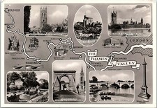  Vintage Postcard Thames Valley England Map Oxford Windsor London Multiview picture