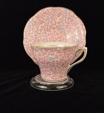 Vintage Rosina Bone China Teacup and Saucer Set; Chintz Pattern picture
