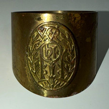 Beautiful Vintage / Antique Embossed Brass Crest Napkin Ring picture