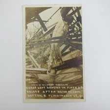 Real Photo Postcard 1913 Dayton Ohio Flood Horse Hang 5th Street Bridge Antique picture