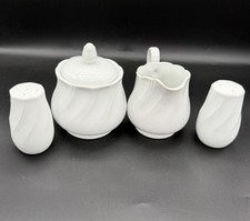 Sheffield Bone White Porcelain China Creamer Sugar Bowl Salt Pepper Set Japan picture